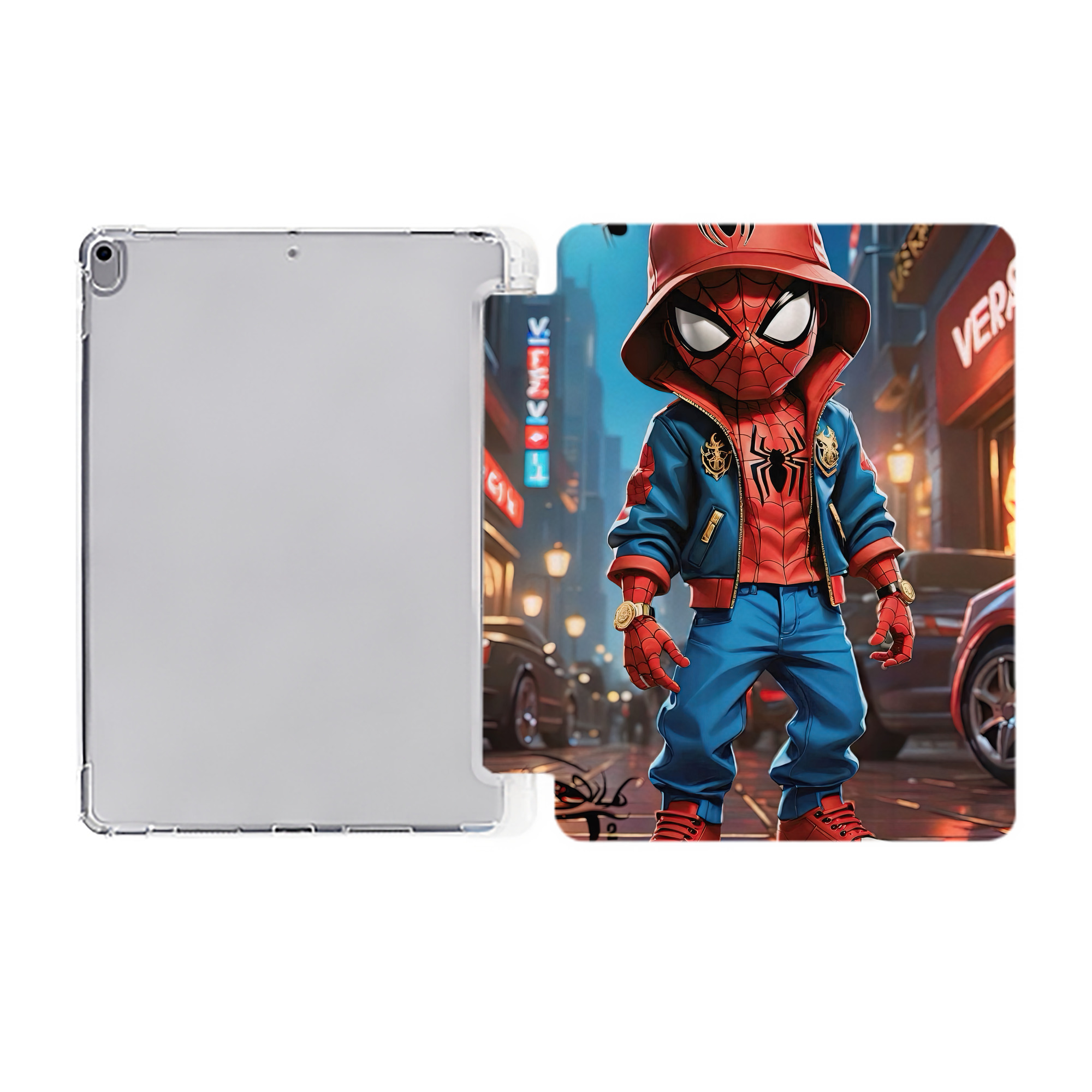 （画像用） Spider Man スパイダーマン IPad ケース ペン収納付き 三つ折りスタンド PUレザー×シリコン 対応機種9.5/10.5/10.9インチ